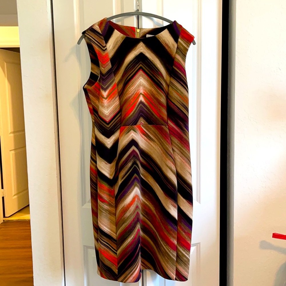 Brown, orange and purple chevron dress